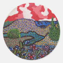 Landscape Round Stickers
