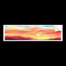 Landscape Sunset Lake Scene - Multi bumper stickers