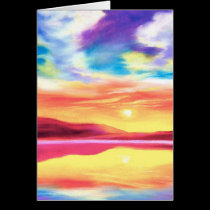 Landscape Sunset Lake Scene - Multi cards