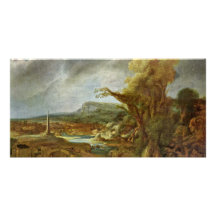 Landscape With Obelisk Photo Card Template