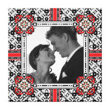 Large Damask Frame for Elegant Wedding Photo Stretched Canvas Prints