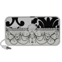 large white and black bold damask design iPod speaker