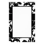 large white and black bold damask design custom stationery