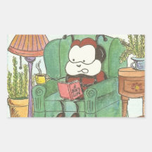 Larry the Ladybug Reads A Bug's Life Rectangular Sticker