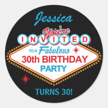 Las Vegas 30th Birthday Party Stickers