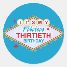 Las Vegas 30th Birthday Round Stickers