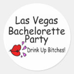 Las  Vegas Bachelorette Party Lips Round Stickers