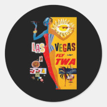 Las Vegas Fly TWA Round Stickers