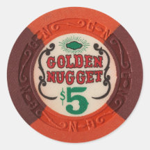 Las Vegas Poker Chip Casino Gambling Obsolete Round Stickers