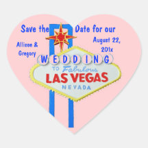 Las Vegas Save the Date Pink Heart Heart Sticker