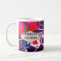 Las Vegas Sign with Casino Dice and Roulette Mug