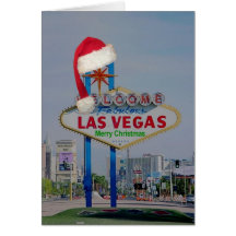 Las Vegas Sign with Santa Cap Merry Christmas Card