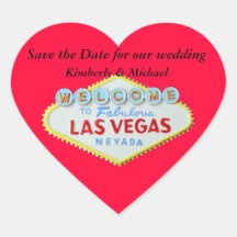 Las Vegas Wedding Save the Date Red Heart Heart Sticker