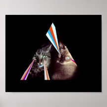 Laser cats graphic small poster