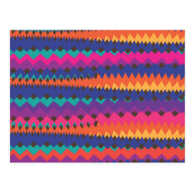 Latin Tribal Zigzag Colourful Striped Pattern Postcard