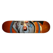 Laughing Flaming Eyeballs Skull with Bat Wings Skate Decks