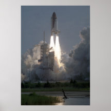 Launch of Space Shuttle Atlantis (STS-45) Poster