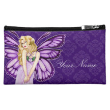 Lavender Blush Fairy Custom Damask Cosmetic Bag
