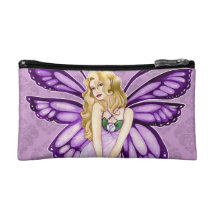 Lavender Blush Shy Fairy Purple Damask Bag Cosmetics Bags