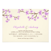Lavender Cherry Blossoms Wedding Personalized Invites