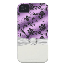 lavender floral satin floral damask iPhone 4 Case-Mate case