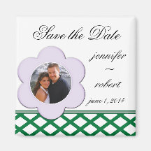 Lavender Flower Photo Frame Save the Date Magnet