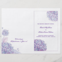 Lavender Hydrangeas White Wedding Folded Programs Personalised Flyer