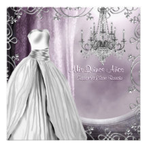 Lavender Purple Chandelier Purple Quinceanera Personalized Announcement