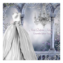 Lavender Purple Rose Chandelier Quinceanera Custom Announcement