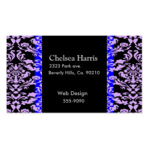 Lavender Rococo Elegant On Blue Business Card Templates