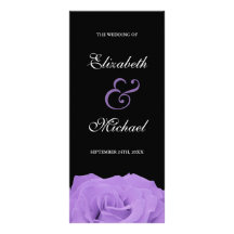 Lavender Rose and Black Wedding Program Customized Rack Card