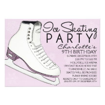 Lavender Skate Mates Ice Skating Birthday Party Announcement