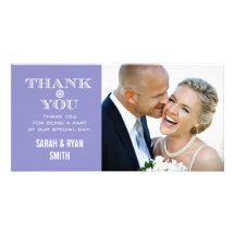 Lavender Snowflake Wedding Photo Thank You Cards Picture Card