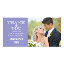 Lavender Snowflake Wedding Photo Thank You Cards Customised Photo Card