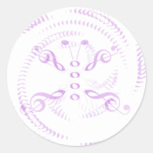Lavender Swirled Music Butterfly Round Stickers