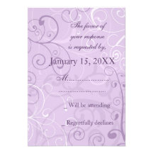 Lavender Swirls RSVP Wedding Card Custom Announcement