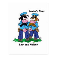 Law & Udder Funny Cow Cartoon Gifts, Collectibles Postcards