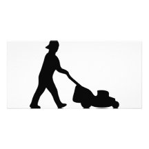 lawn mower icon customized photo card
