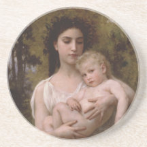 Le Jeune Frere (The Little Brother) Bouguereau Beverage Coasters
