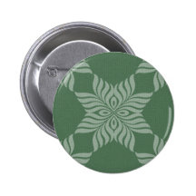 Leafy pattern on olive green pinback button