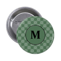 Leafy pattern on olive green pinback button