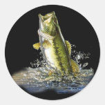 Leaping largemouth bass round stickers