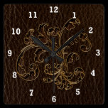 Leather-Look Bouquet 2 Dark wall clocks