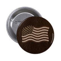 Leather-Look USA Flag Dark Pinback Button
