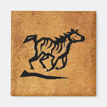 Leather Tool Print Design w/Horse Fridge Magnet