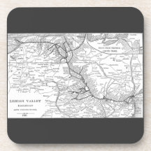 Lehigh Valley Railroad Map 1903 Drink Coasters