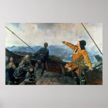 Leif Eriksson  sights land in America, 1893 Poster