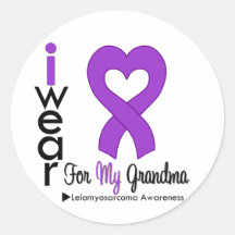 Leiomyosarcoma I Wear Purple Ribbon For My Grandma Round Stickers