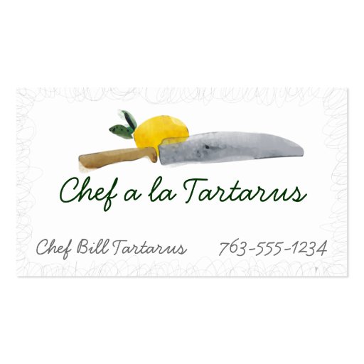 lemon chef's knife chef catering business cards
