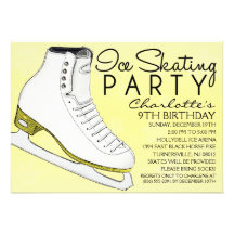 Lemon Chiffon SkateMate Ice Skating Birthday Party Personalized Invitation